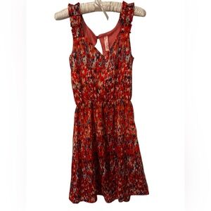 Prevett Orange, Red & Blue‎ Floral Abstract Mini Dress - Small